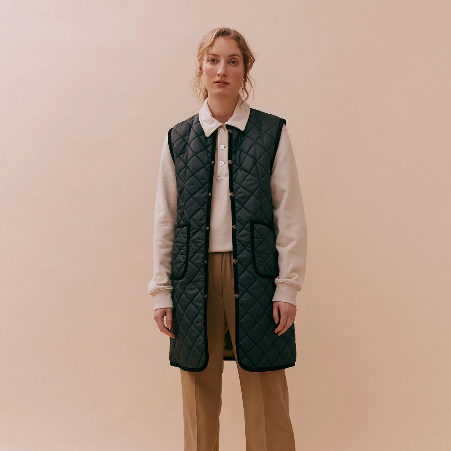 Longline Crew Neck Gilet - Image 2